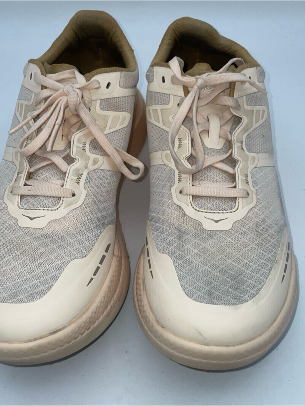 Hoka Men's Light Beige/Pale Pink Cushioned Running Shoes - Picture 11 of 11